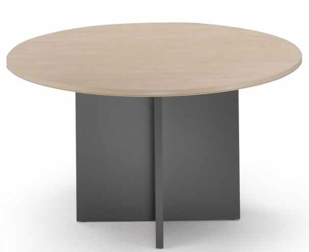 mesa redonda de madera base en aspa